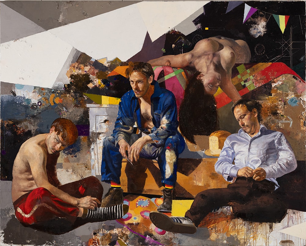 Öl auf Leinwand von Matthias Gálvez: Expressive Darstellung einer Szene