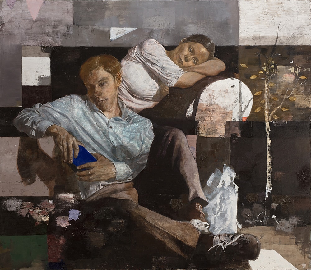 Matthias Gálvez' Öl auf Leinwand: Isolierte Figur in naturalistischer Darstellung.