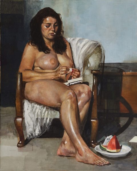 Matthias Gálvez' Ölbild: Gruppe von Personen in introspektiver Pose