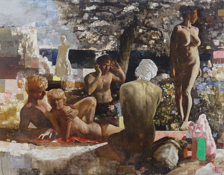 Matthias Gálvez' Ölbild: Gruppe von Personen in naturalistischer Darstellung