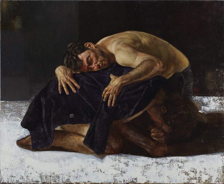 Ölgemälde von Matthias Gálvez: Expressive Darstellung einer Gruppe von Personen.