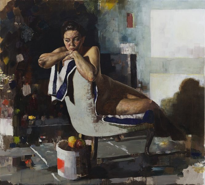 Ölgemälde von Matthias Gálvez: Menschliche Figur in expressiver Pose